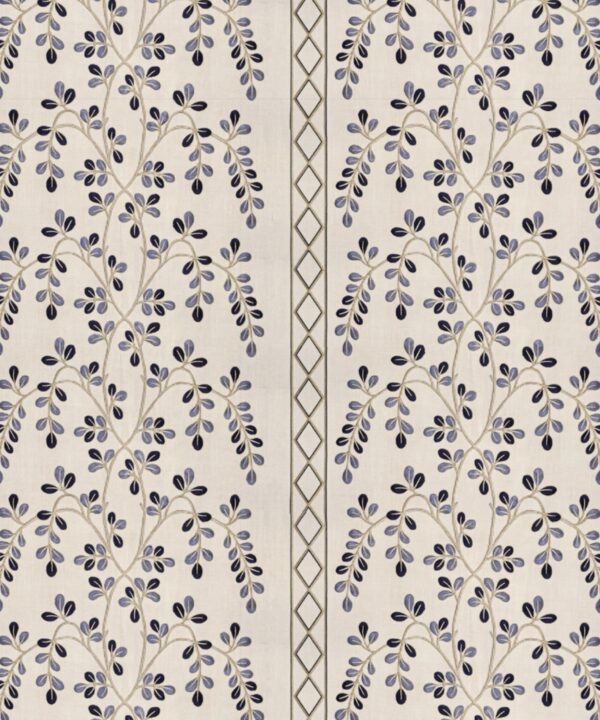 Pure Fine Fabric By Asian Paints Munro CAROUSELL INDIGO - Kindom Of Curtains